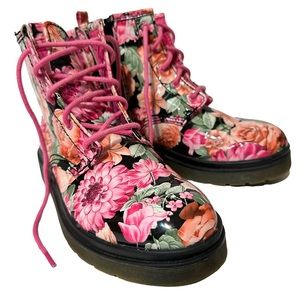 Candie's Floral Ankle Boots - Pink and Black 5